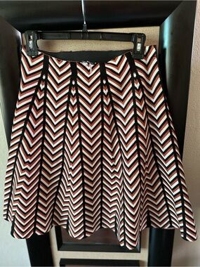Milano Chevron Skater Skirt - Black, White & Rust